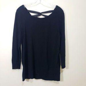 Cable & Gauge long sleeve sweater with ribbon crisscross back woman's size large